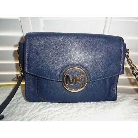 Michael Kors Blue Pebble Leather Crossbody - Picture 1 of 7